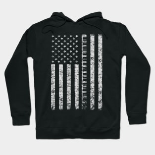 Vintage Piano Keyboard Player American Flag Distressed Hoodie